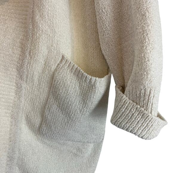 Natori Cozy Off White Open Front Cardigan Pockets Size Small - Picture 4 of 5